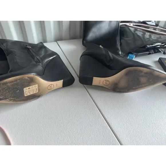 Michael Kors Wedge Leather Knee High Boots 8.5 - Picture 5 of 6